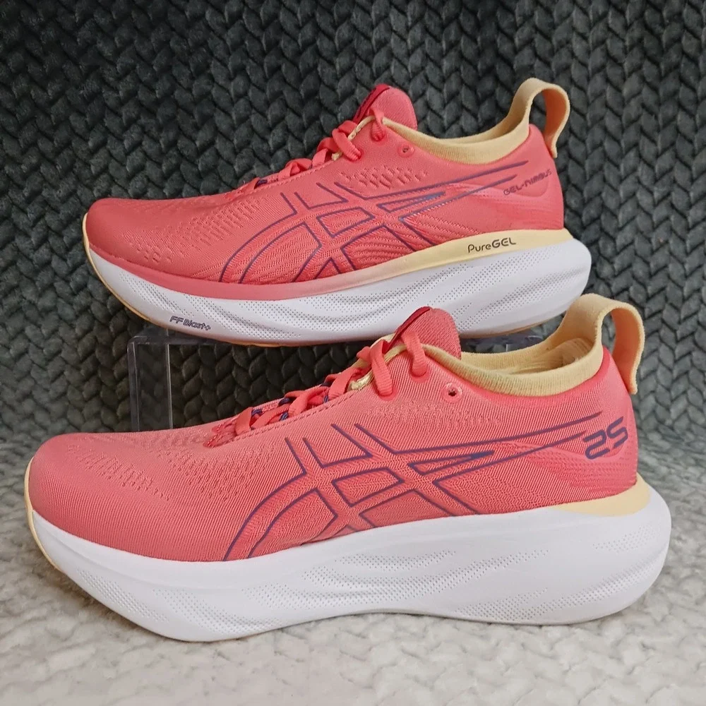 Asics Gel Nimbus 25 Wide Papaya Dusty Purple Women's Walking Running Shoes Sz 7